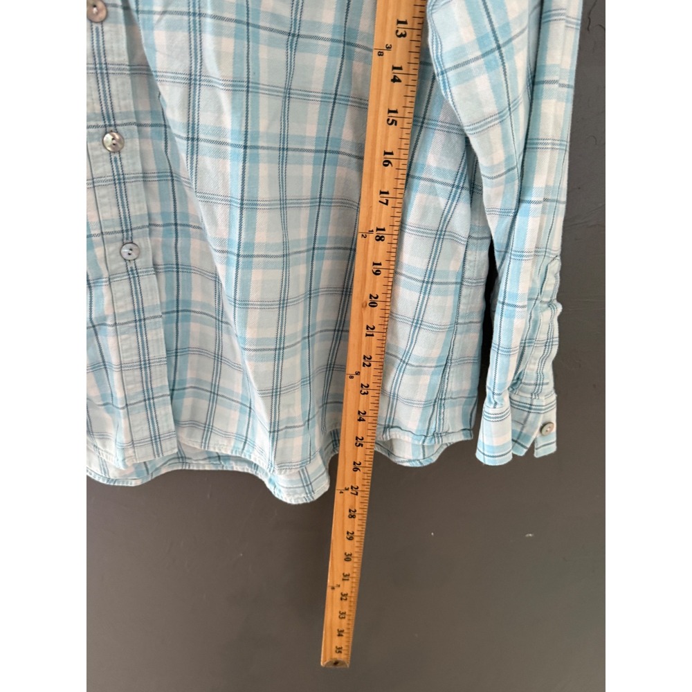 LL Bean Womens XL Blue White Plaid Flannel Button Down Cotton Shirt 0FFL1 - Picture 5 of 6